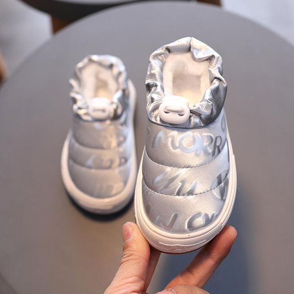 

boots child casual shoes lace fur winter boys girls fashion leather soft antislip warm snow, Black;grey
