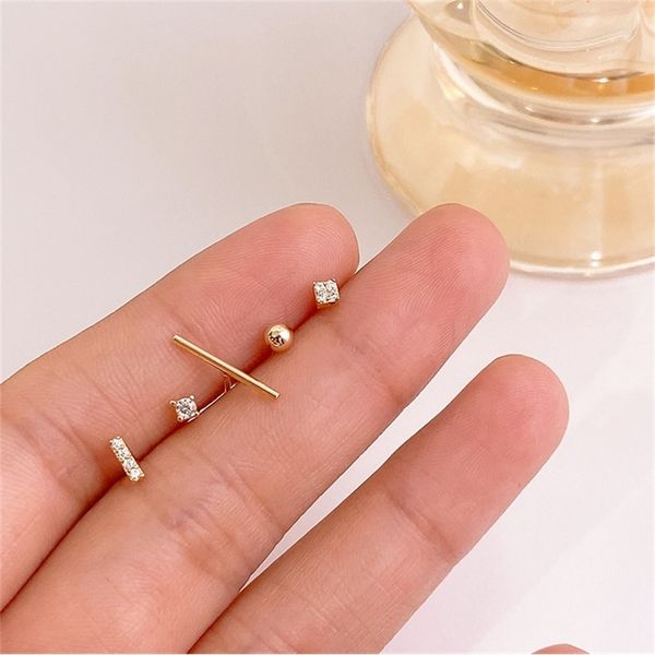 

s925 silver needle korean i net red new zircon five piece set earrings, Black