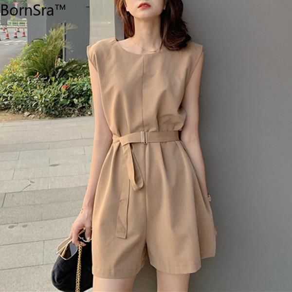 

women's jumpsuits & rompers bornsra 2021 summer woman loose casual fashionable empire lace up wide leg pants playsuit femme, Black;white