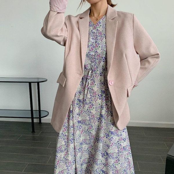 

women's suits & blazers autumn korean style elegant suit jacket women single button long sleeve female 2021 spring office lady coats, White;black