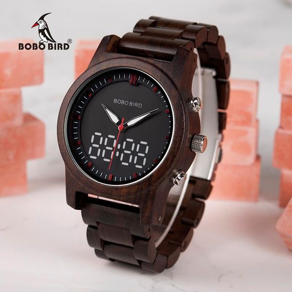 

wristwatches bobo bird men watches design luxury dual display luminous hands quartz wristwatch relogio masculino k-r02, Slivery;brown
