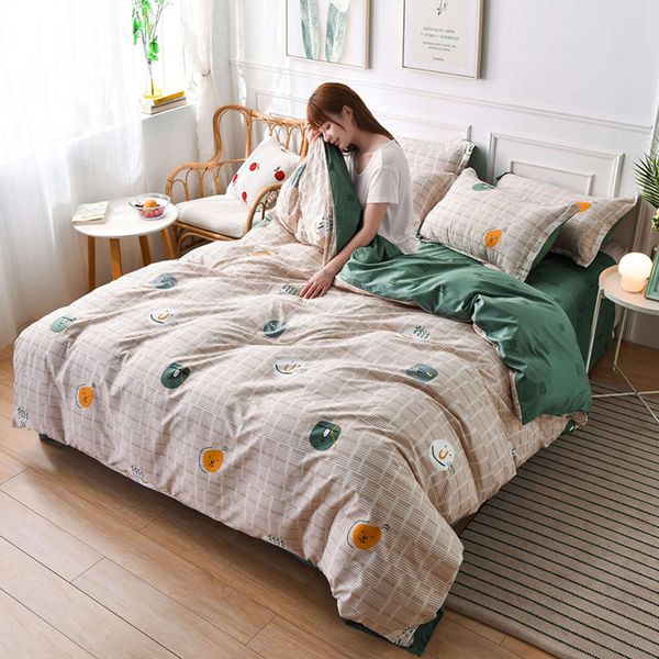 

modern pastoral style home textil comfortable bedding set duvet cover fitted bed sheet pillowcas set single full  size