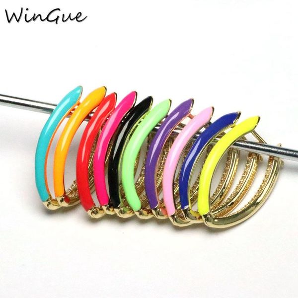 

hoop & huggie geometric copper trendy cz enamel earrings brincos for women gold color cubic zirconia gift party jewelry, Golden;silver