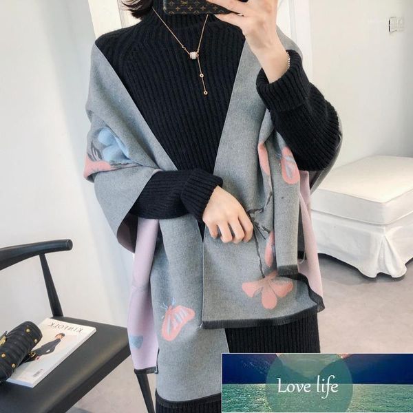 

scarves women cashmere scarf winter warm shawls and wraps lady print thick blanket neck bufanda1, Blue;gray