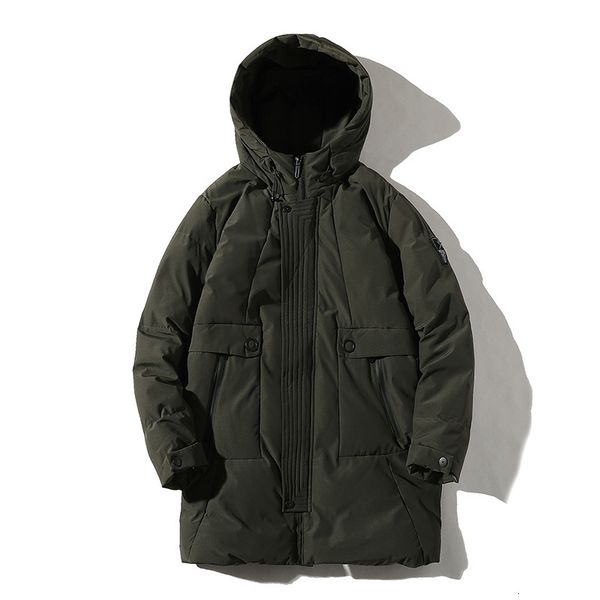 

2021 new men's winter outwear coats hooded casual thicken jacket coat male fashion long section warm parkas r3xm, Black