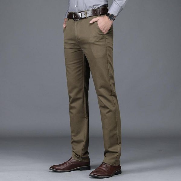 

men's pants autumn and winter casual pants,business pants,men's trousers,straight loose elastic thickened middle-aged trousers men, Black
