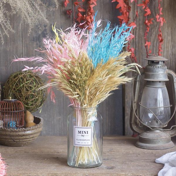 

oatmeal dried flower bouquet set art flower pink transparent vase set home restaurant l decoration