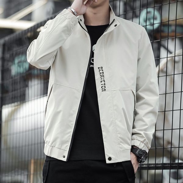

autumn new korean fashion casual work jacket collar embroidery zipper shirt men's, Black;brown