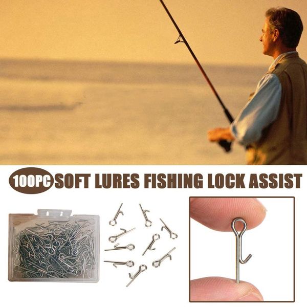 

100pcs fishing hooks stainless steel fishing hook jig connecting pins needle fixed locking assist accessories tools l719