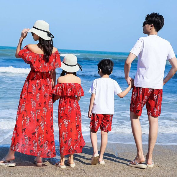 

family of four on the beach a, Blue