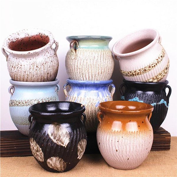 

planters & pots korean style coarse pottery breathable flowerpot succulent plant vase planter flower pot basin container home garden decor