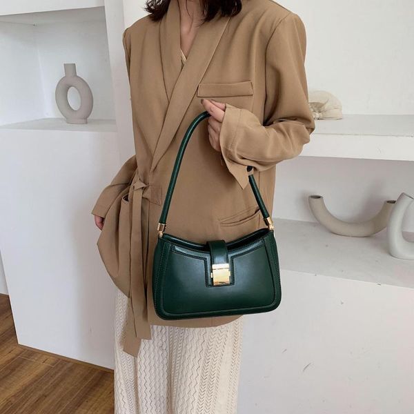 

cross body solid color pu leather handbags for women 2021 lock shoulder bag female small elegant totes lady luxury underarm arrival
