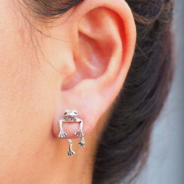 

stud 1 pair cute frog earrings for women girls animal gothic piercing female korean jewelry brincos, Golden;silver