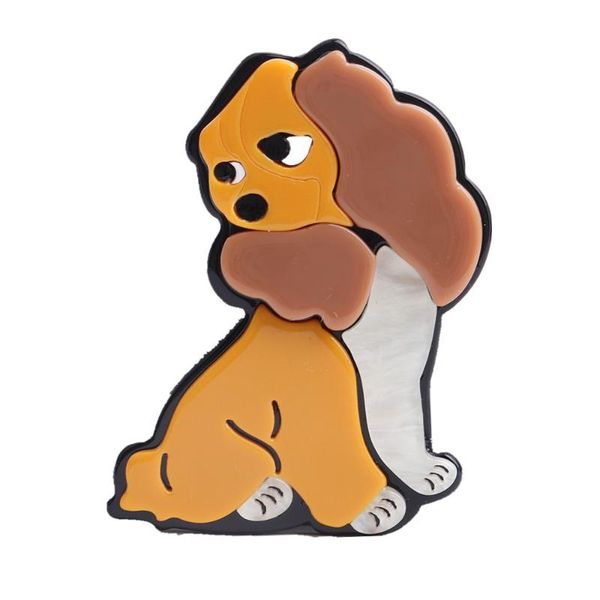 

pins, brooches fashion acrylic cute dog for women girl big animal brooch lapel pins handmade hat backpack dress party jewelry gift, Gray