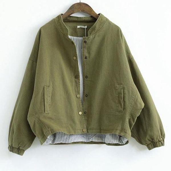 

women's jackets japanese art pure cotton baseball uniform female 2021 spring and autumn bf wind solid color single-breasted casual jack, Black;brown
