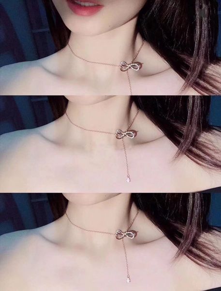 

luxury infinity classic designer matter gold copper full crystal butterfly with one zircon charm tassel short necklace for women jewelry, Silver