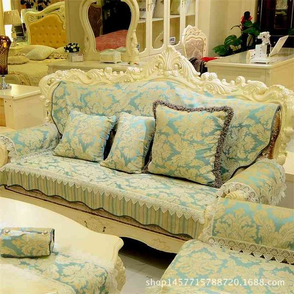 

chenille quilted single layer lace sofa cushion back towel four seasons 5