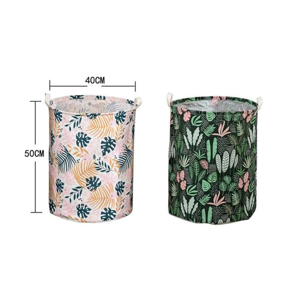 

foldable storage box waterproof tropical leaf printing laundry basket dirty clothes household toy sundries storage bag