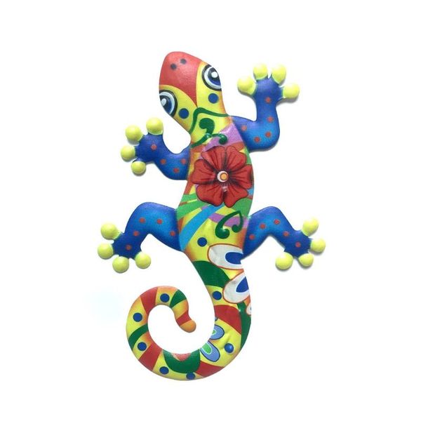 Dekorative Objekte Figuren 50LB Metall Wandkunst Bunte Schmiedeeisen Eidechse Gecko Stilvolle Dekoration Inspirierende Skulptur Ornament Fo