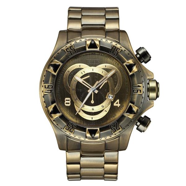 

wristwatches 2021 men's watch retro false three eyes waterproof quartz stainless steel sports watches gold men, Slivery;brown