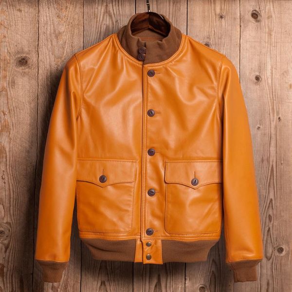 

men's leather & faux genuine bomber jacket men cow korean motorcycle slim mens jaqueta de couro m6228 yy1000, Black