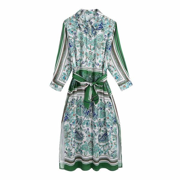

casual dresses women turn-down collar dress tide spring-autumn fashion ladies chinese style female printed, Black;gray