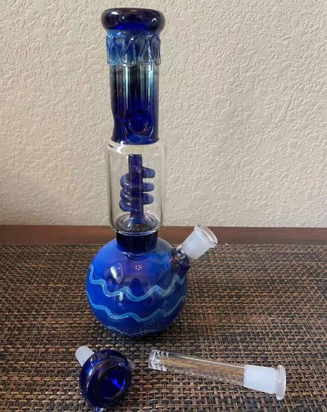 28 cm de 11 polegadas de vidro vintage vintage luz vintage azul torcido tubo de filtro Óleo plataformas de óleo tubulação de água bong tubos de fumo Bongs garrafas