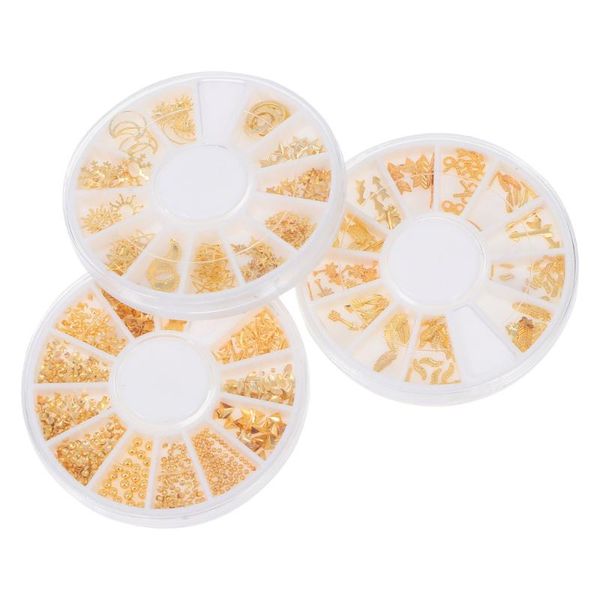 

nail art decorations 3 boxes charms rivet gems jewels fingernails toenails tips for, Silver;gold