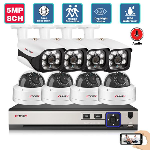 

wireless camera kits h.265 8ch poe nvr security system 5mp outdoor waterproof face detection cctv ip video surveillance kit