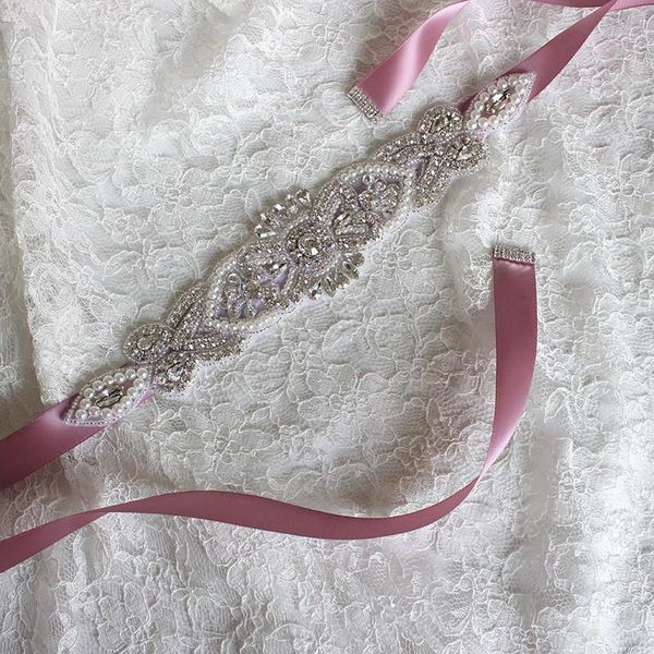 

wedding sashes handmade bridal belt party girdle dinner beaded applique dress sash bridesmaids rhinestone crystal diy decorative jew, White
