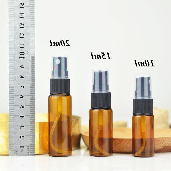 

storage bottles & jars 20pcs/lot 5ml 10ml 15ml 20ml amber glass vials clear sample perfume spray bottle thin tube travel mist sprayer