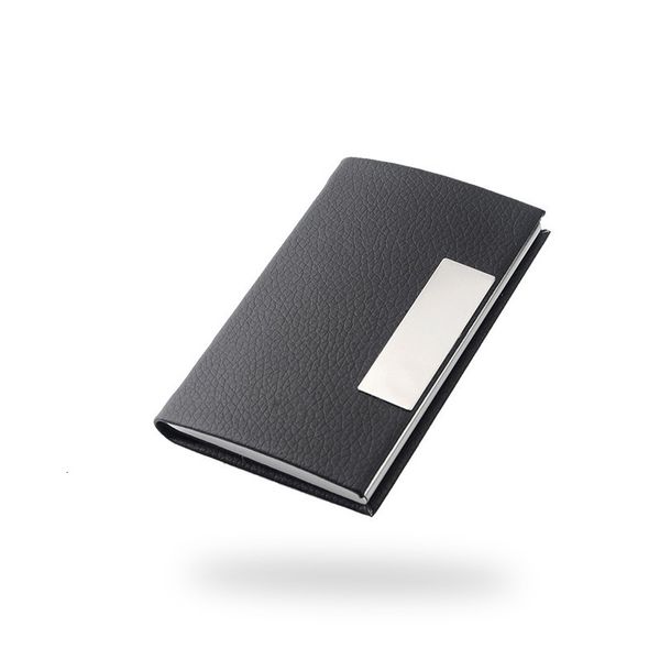 

files card holder pu leather business case stainless iron gift #n63901