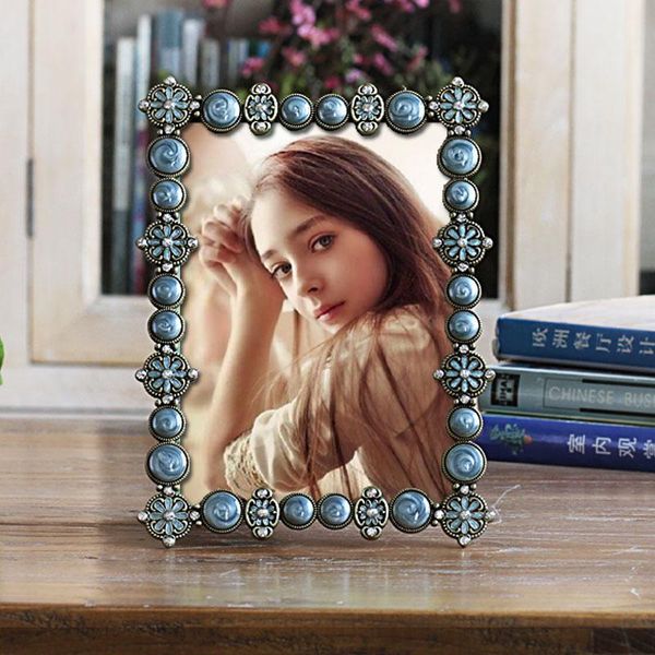 

frames and mouldings 7 inch 8 metal po frame bronze plated retro home decoration wedding, zinc alloy deskdisplay level