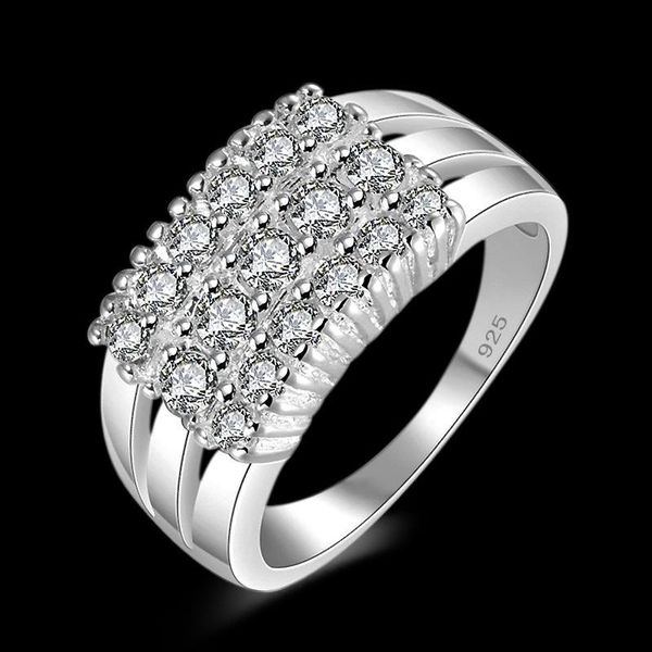 

wedding rings silver plated color ring 3 rows of zircon for women jewelry anel feminino anillos mujer aneis bague jewellery anelli gifts, Slivery;golden