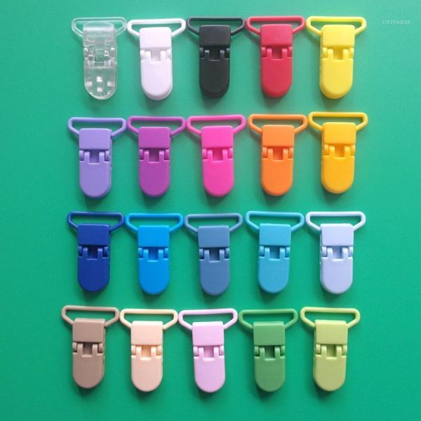 

50pcs 25mm d shape kam plastic dummy pacifier clip suspender clip soother alligator mixed 20 colors1