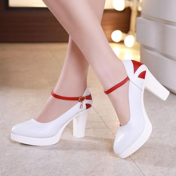 

dress shoes 2021 fashion wild dance thick with large size high heel waterproof platform model female, Black