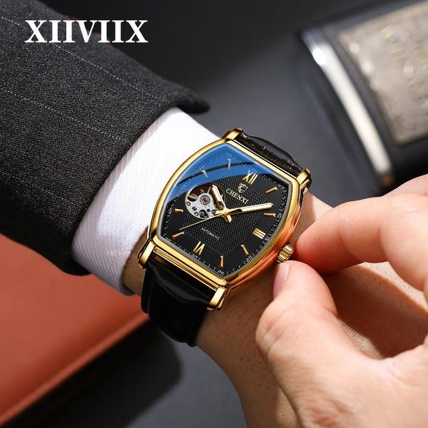 

wristwatches xiiviix design men automatic watch sapphire luxury mechanical wristwatch stainless steel waterproof wrist watches, Slivery;brown