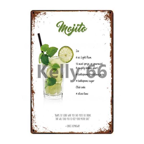 

cocktail cuba mojito whiskey soue margarita vodka metal sign home decor bar wall art painting 20*30 cm size lat-02