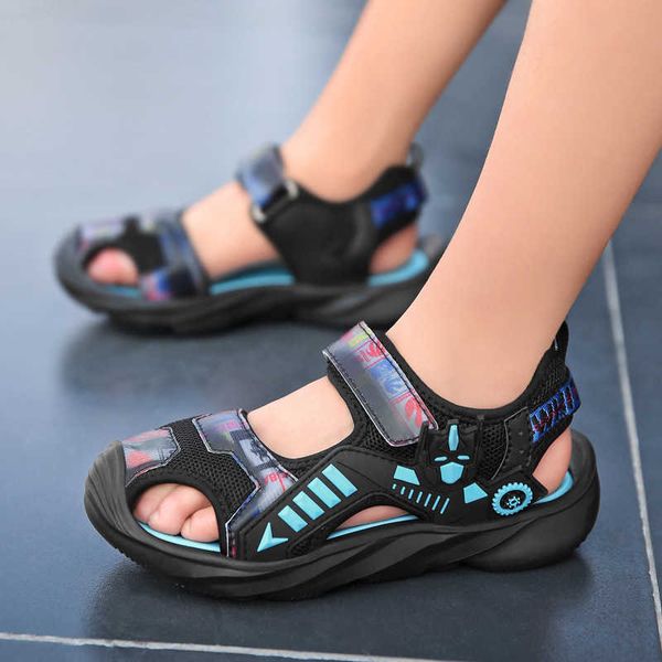 

boys summer soft sandals children cool cartoon shoes kids soft sole fashion beach shoes boys girls breathable running shoes 210713, Black;red