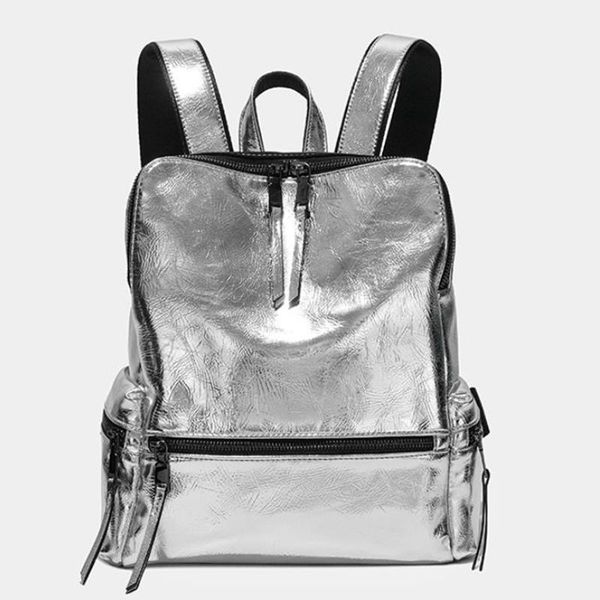 

outdoor bags women's backpacks fashion summer school bag for teenage girls back pack silver reflective quality backpack pu bagpack fema