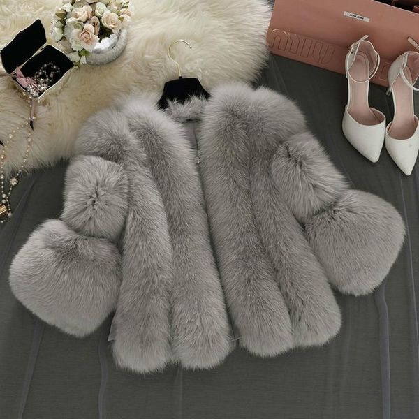

women's fur & faux coat for women 2021 winter warm fluffy fake jacket outerwear plus size plush female overcoat, Black
