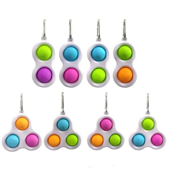 

kids push it fidget sensory toy simple dimple key ring 2 balls keychain stress relief vent toy bag pendants finger game toys 2021