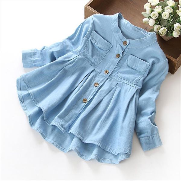 

spring girls shirts denim blouses for long sleeve children 2 10y teenager school blouse baby outerwear clothing, White;black