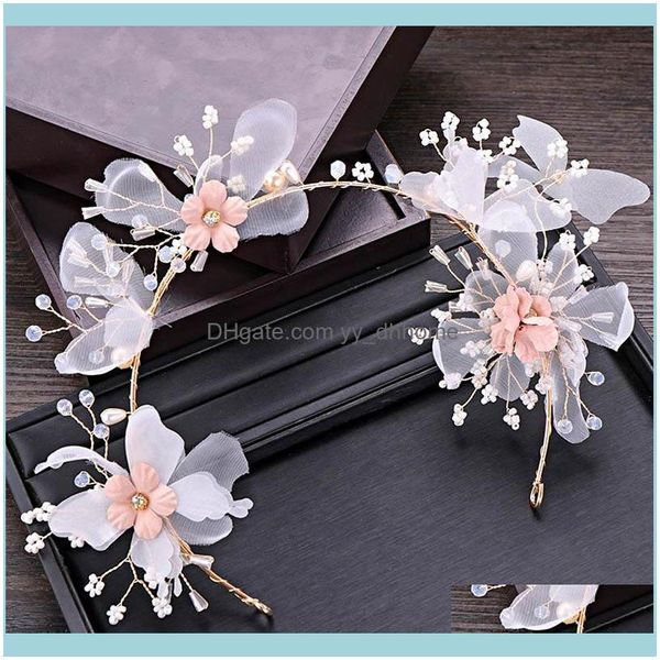 

necklace jewelrysuper fairy butterfly jewelry yarn flower pearls headbands earring sets for bride wedding hair aessories headpieces earrings, Silver