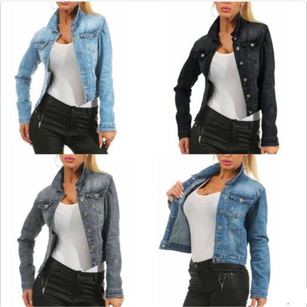 

fashion european american spring autumn new ladies denim jacket slim denim clothes coat, Black;brown