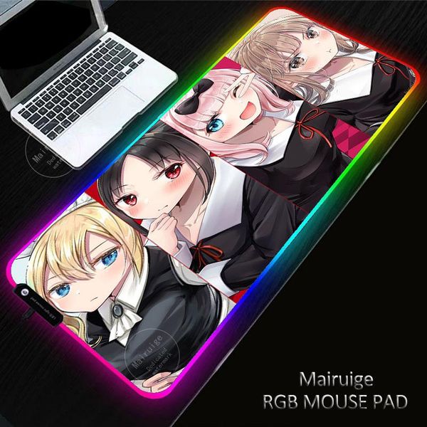 

mouse pads & wrist rests led light xxl anime cute girl kaguya pad rgb large keyboard computer league of legends deskmat gaming accessories m