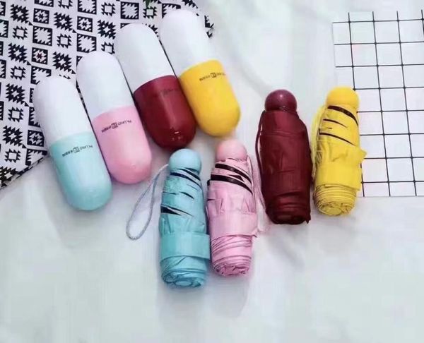 

umbrellas mini pocket umbrella clear women's windproof folding women compact rain solid 4 colors