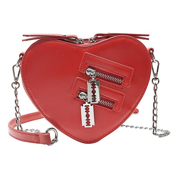 

evening bags fashion ladies love heart-shaped one-shoulder messenger bag retro pu leather chain casual solid color