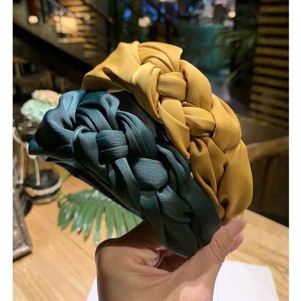 

south korea wide edge fabric headdress new simple twist braid with side knot headband female hair ties headbands