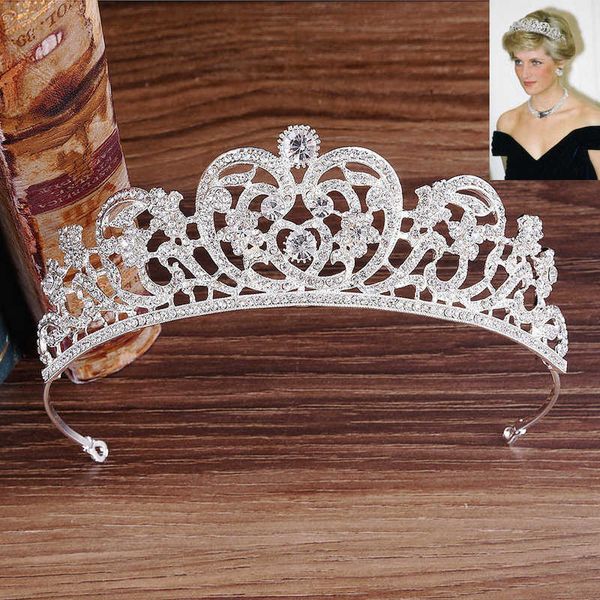 

princess diana crown new european bride wedding accessories grade aaa zircon crystal rhinestones bridal crown tiara headdress h0827, Slivery;golden